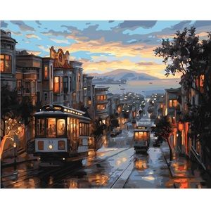 Paint by number canvas painting set San Francisco at dusk